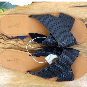 Universal Thread Womens Braided Strap Slip On Slide Sandal Black Size 9.5
